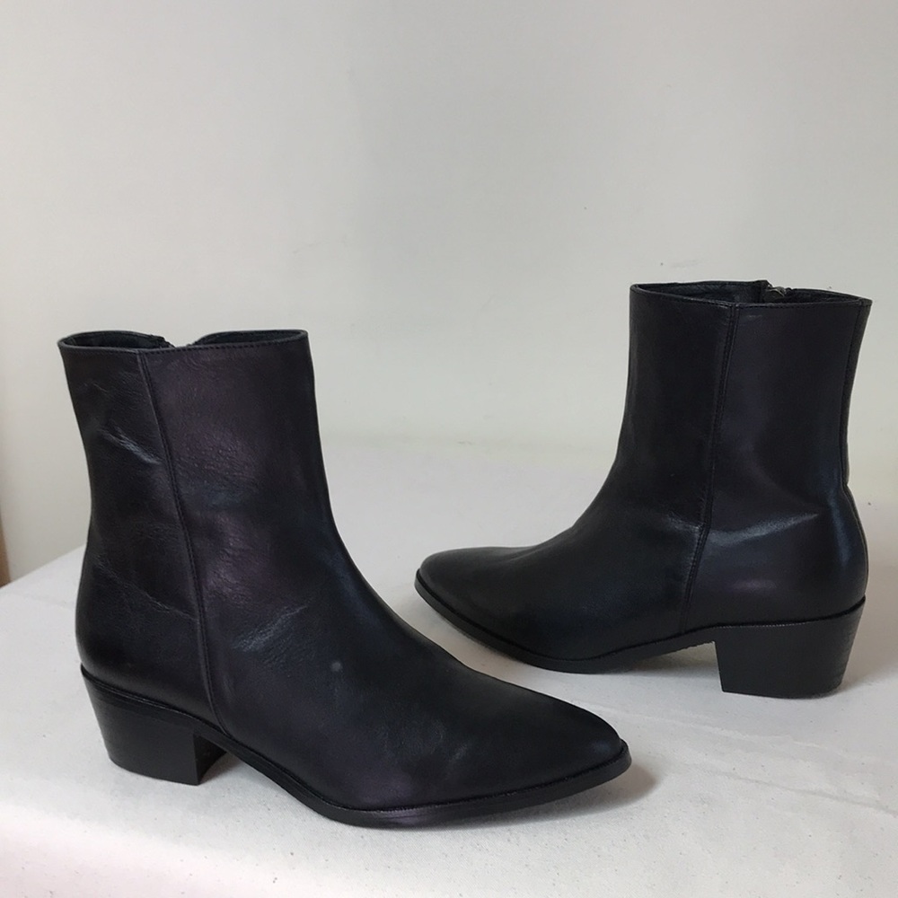 Modern Vice Handmade Santa Monica  Made in NYC black leather boots side zip